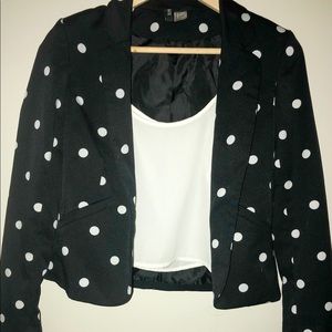 H&M Black and White Polka Dot Blazer